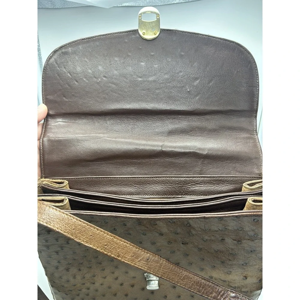 South African Genuine Ostrich Leather Brown Kango Adjustable Handbag Purse READ